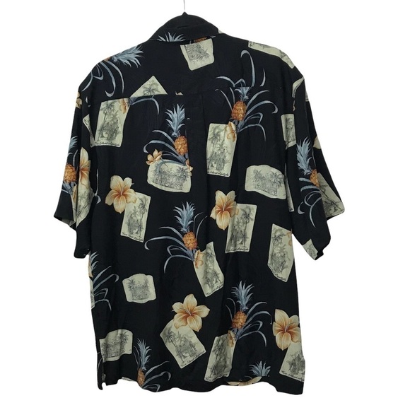 Jamaica Jaxx Black 100% Silk Short Sleeve Aloha Shirt - Picture 2 of 8